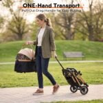 Dog Stroller for Small and Medium Dogs, 40lbs Capacity Pet Stroller with Detachable Carrier, One-Hand Fold, Breathable Mesh & Sun/Rain Canopy, Khaki - Image 9
