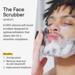 Face Scrubber, Silicone Face Scrubber for Men Facial Cleansing Brush Silicone Face Wash Brush Manual Waterproof Cleansing Skin Care Face Brushes for Exfoliating- Black - Image 3