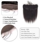 13x4 Lace Frontal Closure Straight Frontal HD Lace Hair Extensions 14 Inch | Brazilian Virgin Human Hair Ear to Ear Frontals Free Part,150% Density Hair Extensions,Natural Black - Image 4