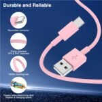 LOFPYE 3-Pack Pink [3.3FT+3.3FT+6FT] USB A to USB C Cable，USB to USB C Car Carplay Cable for iPhone 16 15 Pro Plus Pro Max，for iPad Pro/Air/Mini，for Samsung S24/S23/S22，for MacBook Pro/Air and More - Image 8