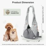 FURTIME Dog Sling Carrier, Puppy Sling for Small Dogs Up to 16 lbs | 2-in-1 Backpack and Shoulder Bag, Hands-Free Pet Carrier with Safety Tether & Adjustable Strap for Outdoors, Grey - Image 4