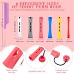 WILLBOND 72 Pieces Hair Perm Rods Set, Short Plastic Perming Rods Cold Wave Rods 6 Sizes Hair Curling Rollers with 1 Piece Steel Pintail Hair Comb for Hairdressing Hair Styling | Short Home Perm Kits With Cover, Hair Curling Rollers, Cold Wave Rods With Pintail Comb For Long/Short Hair Hairdressing - Image 3