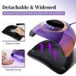 JEWHITENY Purple Fast U V Dryer for Gel Nail Polish:Gel Manicure U V Light with 4 Timers & Automatic Sensor Gel Nail Lamp Professional Curing LED Light - Image 5