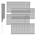 60 Pieces Hair Perm Pods Plastic Perming Rods Cold Wave Rods Curlers Hair Rollers with 1 Pieces Steel Pintail for Hairdressing Styling(Grey, 1.5 Cm/0.59 Inch) - Image 2