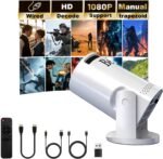 Mini projector, with wired screen sync 4K 1080P portable projector 180° rotation. 17-130" screen video projector. Compatible with smartphones, laptops. - Image 2