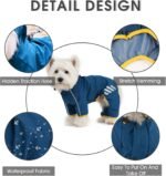 Dog Raincoat, Waterproof Dog Rain Jacket with Hood, Rain Coat with Leash Hole, Reflective Strap for Small Medium Dogs, Outdoor Adventures/Walking Lightweight Puppy (Blue,M) - Image 3