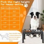 COMESOON Elevated Dog Bowls, 5 Adjustable Heights (3.9"-13.4") Raised Dogs Food Bowl Stand for Medium Large Sized Dogs, Non-Slip Foldable Travel Pet Feeder Black with Stainless Steel Bowls - Image 7