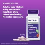 Natrol Biotin 10000mcg, 4X Faster Dissolve Supplement for Healthy Hair, Skin and Nails for Those Low in Biotin, Plus Energy Metabolism Support, 60 Tablets, Up to a 60 Day Supply - Image 7