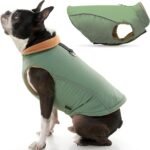 Gooby Sports Vest Dog Jacket, Green, Medium | Fleece-lined, water-resistant outer; 3-point hook-and-loop fit; Reflective lining; Leash attachment - Image 2