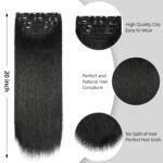 Black Hair Extensions Straight Clip in Hair Extensions Clip ins - Soft and Thick (20 Inches, 4Pcs, #1B) - Image 6
