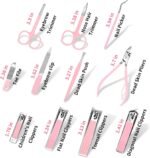MINKINH 26-Piece Manicure Set for Women, Pink At-Home Nail Care Kit | Carbon Steel Nail Clippers, 410 Stainless Steel Tools, PU Organizer Case for Pedicure, Cuticle, Facial and Daily Self-Care - Image 8