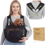 Dog Sling Carrier for Small Dogs with Thicken Bottom Support 10-18 lbs | Adjustable, Hands Free, Breathable Mesh, Comfortable, Lightweight, Vet Visits, Anxiety, Travel, Hiking, Safety Clip, Black - Image 2
