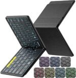 Samsers Full-Size Foldable Bluetooth Keyboard with Backlit for Phone -Black | 0.65in keycap, PU Leather Cover, Backlight, Mobile Working, Phone Stand, BT 5.1 x 3, On-the-go, for Travel Business Use - Image 2