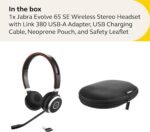 Jabra Evolve 65 SE Link380a MS Stereo- Bluetooth Headset with Noise-Cancelling Microphone, Long-Lasting Battery and Dual Connectivity - Works with All Other Platforms - Black - Image 8