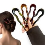 4Pcs French Large Hair Pins for Women - U Shaped Large Hairpins for Updos Bun - Hair Forks Accessories for Wedding Prom Fitness - Green | Black | Brown | Leopard Print Pin - Image 2