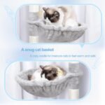 Hey-brother Cat Tree Tower with Stable Extended Base, 3 Platforms, MPJ038W | 70.9 Inches Multi-Level Sisal Scratching Posts, Wide Bed, 2 Cozy Condos, 2 Hammocks, Toy Balls for Indoor Cats, Light Gray - Image 7