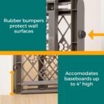 MYPET Paws Portable Pet Gate: 26-40" Wide Expandable, Pressure Mounted No Tools Needed, Durable Dog Gate for Doorways, Made in USA, 23" Tall, Fieldstone Gray - Image 6
