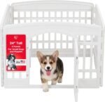 IRIS USA 4-Panel Dog Playpen, Pet Enclosure, White | Puppy Training, Configurable Layout, Multi-Shape Setup, Custom Pen Configuration, Secure Door Latch, Stable Non-Tip Base - Image 2
