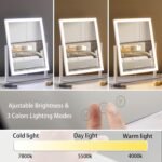 HIEEY Lighted Makeup Mirror, 17.3" x 13" Hollywood Vanity Mirror with Lights, Three Color Lighting Modes, and 5X Magnification Mirror, Smart Touch Control, 360°Rotation (White,Gift Box) - Image 4