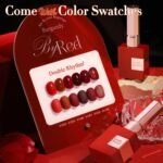 Double Rhythm 6 Pcs 15 ML Gel Polish Set Same Color Same Bottle Soak Off Gel Polish Kit Nail Art Manicure Salon DIY at Home for Women (Glitter Burgundy Dark Cherry Red Maroon-T6-7) - Image 3