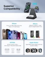 Charging Station for Multiple Devices Apple: Woruda 3 in 1 Magnetic Wireless Charger Stand for Mag Safe iPhone - Nightstand Charging Dock for iPhone 16 15 14 13 12 Pro Max Plus Apple Watch Airpods - Image 3
