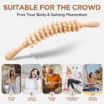 Wooden Cellulite Massage Roller for Legs and Thighs - Handheld Fascia Blaster Tool for Muscle Relief, Lymphatic Drainage & Body Sculpting - Anti Cellulite Massager for Women and Men (12 Wheel) - Image 6