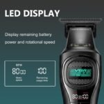 VGR 888T Hair Trimmer for Men, T-Blade, 8000RPM, DLC-Coated Blade, Green | Cordless detail trimming; LED display; built-in light; 2000mAh battery; USB charging base; 1/2/3mm combs - Image 6