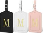 Initial Luggage Tags for Suitcases, 3 Pack TSA Approved Easy to Identify Leather Letter M Travel Tags for Luggage, Travel Essentials Bag Tag Suitcase Identifiers, Cute Hot Stamped Monogram - Image 2