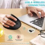 Lekvey Ergonomic Mouse, Rechargeable Vertical Wireless Mouse, Comfort Grip | Long Battery Life, USB-C Charging, Quiet Click, Carpal Tunnel Support, 2.4G Wireless, 3DPI 800/1200/1600, for Laptop, Mac, PC - Image 5
