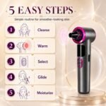 Heated Blackhead Remover Vacuum, Warm Compress Pore Vacuum Cleaner with 3 Suction Levels, LED Display, USB Rechargeable Facial Pore Cleaner Kit, 5 Heads and 4 Stainless Steel Tools (Purple) - Image 6