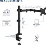 VIVO Single 13 to 38 inch Ultrawide Monitor Arm Desk Mount, Regular Screens up to 32 inches, 22 lbs capacity, Fully Adjustable Stand with C-Clamp and Grommet Base, Black, STAND-V001 - Image 7