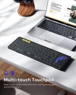 Samsers Full-Size Backlit Foldable Bluetooth Keyboard with Touchpad, Black | 7-color illuminated, BT5.1 x 3, Multi-touch Trackpad, PU Leather Cover, Phone Holder, Mouse click, Velvet bag, Mobile Work - Image 5