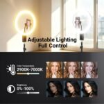 NEEWER 12" Selfie Ring Light with App Control/Remote/Tripod Stand, 3200mAh LED Bi Color CRI95 2900K-7000K Ringlight Circle Lighting Compatible with iPhone Vlog Makeup Studio Video Recording, RB12B - Image 4