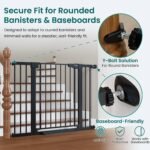 Cumbor 30-46" Baby Gate for Stairs, Auto Close Dog Gate for the House Black | Easy Install Pressure Mounted Pet Gates for Doorway, Dual Lock Indoor Safety Gate for Baby & Dog, Mom's Choice Awards Winner - Image 3