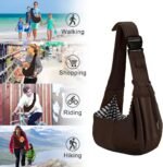 Reversible Dog Cat Sling Carrier, Small Dog Carrier, Adjustable Dog Sling, Hands Free Cross Body Carrier with Collar Hook for Dog/Cat/Bunny up to 11lb (Brown) - Image 8