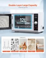 VEVOR Nail Tool Cleaning Machine, 12L Large Capacity, Knob Control, Tool Cabinet Cleaner Box with Timer Setting, Tempered Glass Door, 185nm Wavelength, for Labs, Home, Nail Salons, Beauty Salons - Image 4