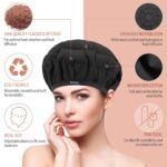 Flaxseed Deep Conditioning Heat Cap - Boloye Cordless 100% Safe Microwave Hot Cap for Natural Curly Textured Hair Care, Drying, Styling, Curling, Universal size (10 PCS One-time shower cap) (Black) - Image 3