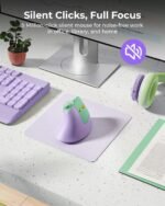 seenda MOU-302 Wireless Bluetooth Ergonomic Vertical Mouse with Volume Knob | Rechargeable 3-device mice for small/medium hands with quiet clicks, 1000/1600/2400 DPI for PC, laptop, MacBook, Green Purple - Image 8