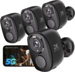 Rraycom 5G/2.4G Security Cameras Wireless Outdoor,4Pack Cameras System | 2K Battery Powered AI Motion Detection Siren Alarm, Color Night Vision, 2-Way Talk, Waterproof, Works w/Alexa, Cloud/SD - Image 2