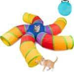 Depets Cat Tunnel for Indoor Cats, Large Collapsible Cat Tube Toys, 5-Way | Pet Play Tunnel with Interactive Peephole & Play Ball, S-Shaped, for Kittens Puppies Rabbits Indoor Exercise, Polyester - Image 2