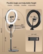 Desk Ring Light with Stand for Computer, Desk Light for Video Recording | 10.5" Video Conference Lighting, Adjustable Circle Light with Phone Holder for Zoom Meeting Video Call Podcast Stream Webcam - Image 6