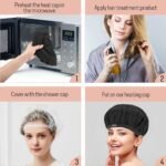 Flaxseed Deep Conditioning Heat Cap - Boloye Cordless 100% Safe Microwave Hot Cap for Natural Curly Textured Hair Care, Drying, Styling, Curling, Universal size (10 PCS One-time shower cap) (Black) - Image 4