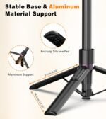 TONEOF 68" Magnetic Aluminum Phone Tripod Selfie Stick for iPhone & Android | Rechargeable Remote,360° Rotatable Foldable Cell Phone Stand Holder with Metal Ring,Travel Tripod for Magsafe (Black) - Image 8