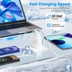 USB C Fast Charger Block,2Pack 60W 5-Port Multiport Charging Block,2 USB A & 3 USB C PD3.0 Power Adapter Charging Plug for iPhone 16/15/14/13/iPad Mini/Pro/AirPods 4/GalaxyS23(White) - Image 5