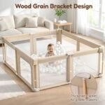 Foldable Baby Playpen with Mat, Foldable Baby Fence Play Yards for Babies and Toddlers, Play Pen with Breathable Mesh and Anti-Fall Pads (71"×59") - Image 5