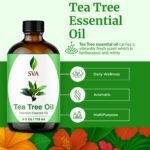 SVA Tea Tree Essential Oil, Glass Bottle with Dropper, 4 Fl Oz (118 ml) | Tea Tree Oil for Hair Care, Scalp Care, Face Care, Skin Care, Nail Care, Diffuser, Humidifier, Soap Making & DIY Blending - Image 3