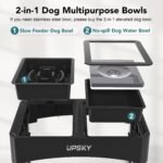 UPSKY 2-in-1 Elevated Dog Bowls Set with 4 Height Adjustable Stand, Balck | No Spill Water Bowl, Slow Food Bowl, No-Splash, Anti-Slip, Dishwasher Safe, Folding Design, Suitable for Small Medium Dogs - Image 4