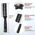 Patelai 3 Pcs Vent Hair Brush for Women Speed Blow Drying Pain-free Detangling Brush, Anti Static Easy Styling Bristles for Wet Thick Short Long Curly Straight Wavy Hair Drying Quickly (Black) - Image 3