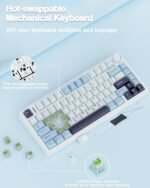 AULA F75 75% Wireless Mechanical Keyboard, Hot Swappable Creamy Keyboard, Pre-lubed Reaper Switches, 2.4GHz/Type-C/BT5.0, RGB Backlit Gaming Keyboards(White & Blue) - Image 6