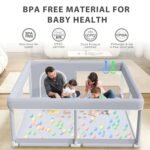 XVISHX Baby Playpen 50 x 50 Inch Play Pen Playards, Playpen for Babies and Toddlers, Baby Playard for Indoor & Outdoor Active Center Game Fence, with Skin-Friendly Fabric and Soft Breathable Mesh Grey - Image 5